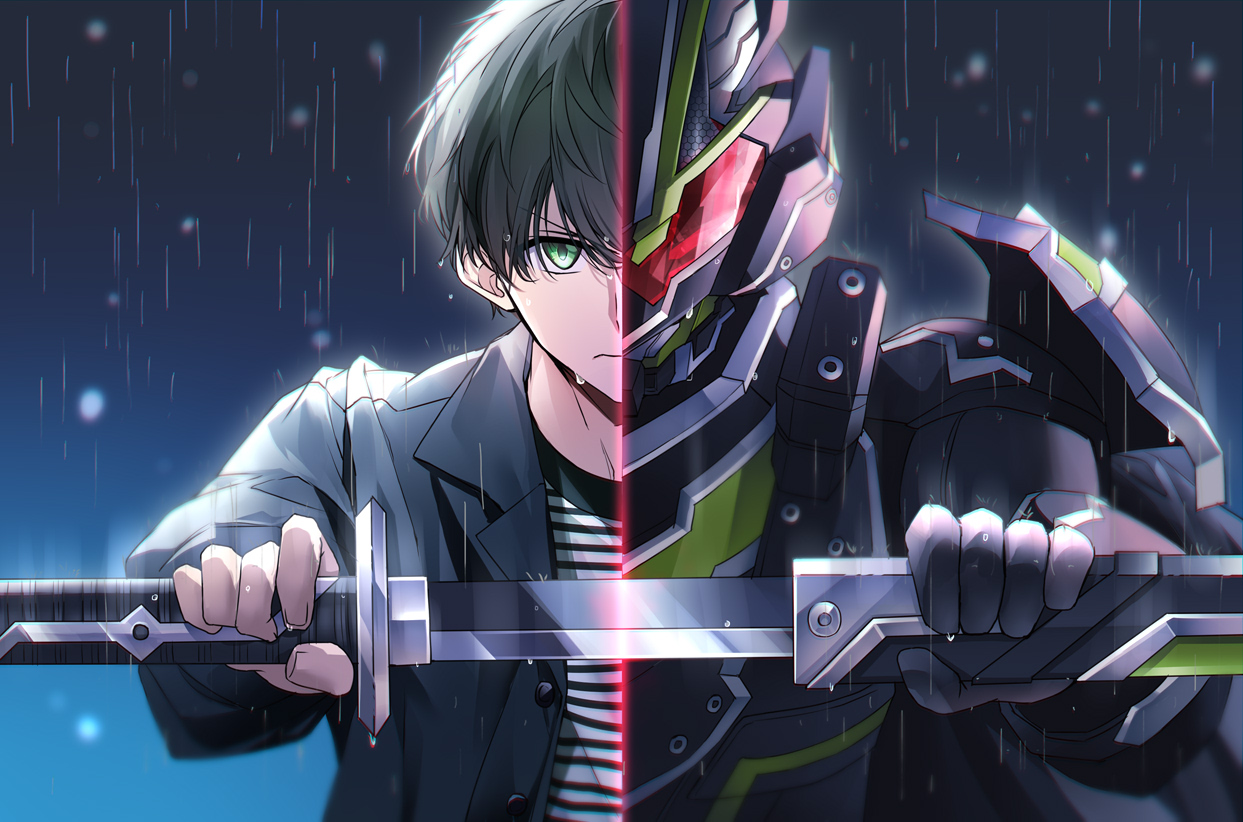 悲しき涙を仮面で隠す戦士