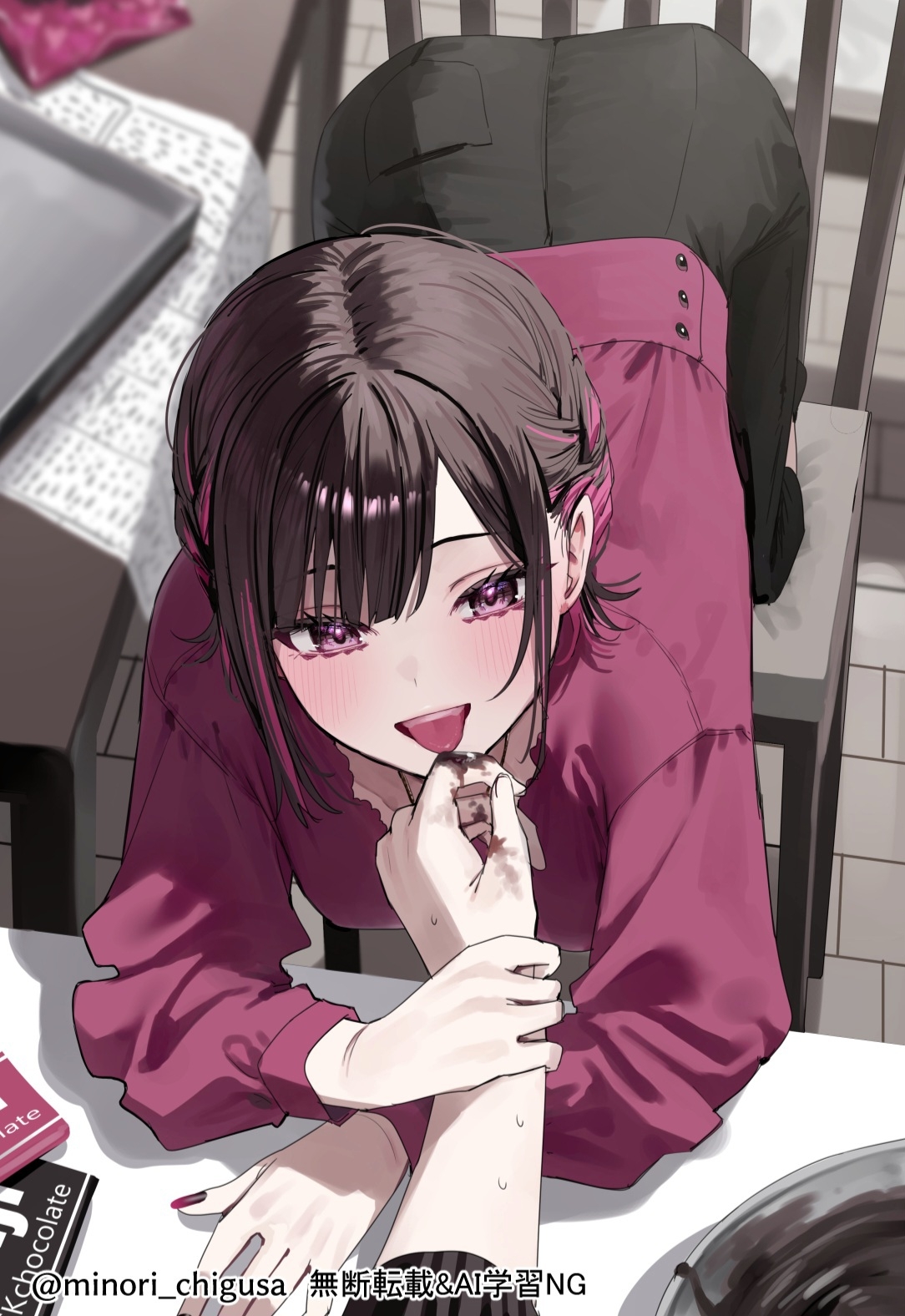 “有巧克力嘛，尝尝吧♡”插画图片壁纸