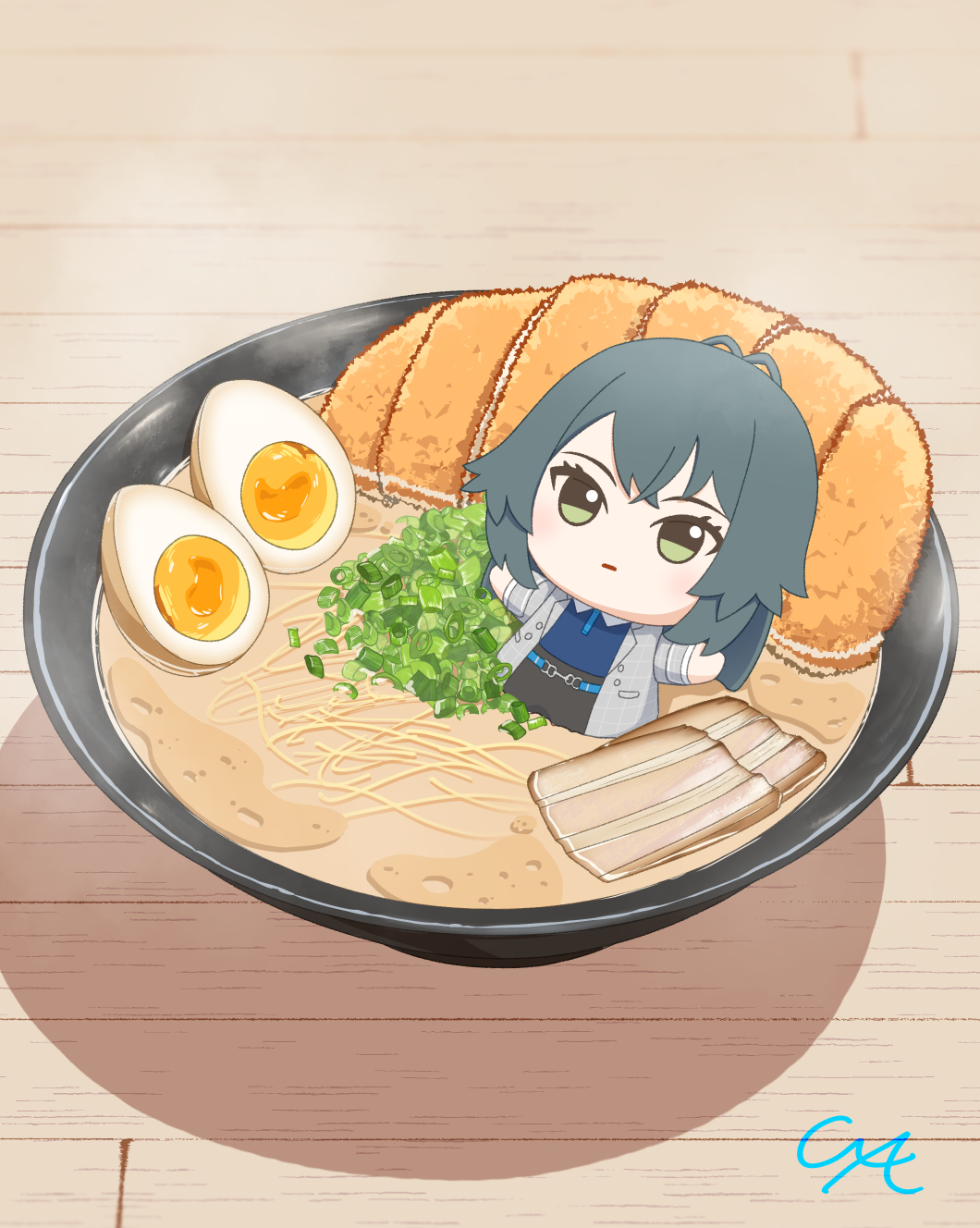 てまぬいラーメン入浴部插画图片壁纸