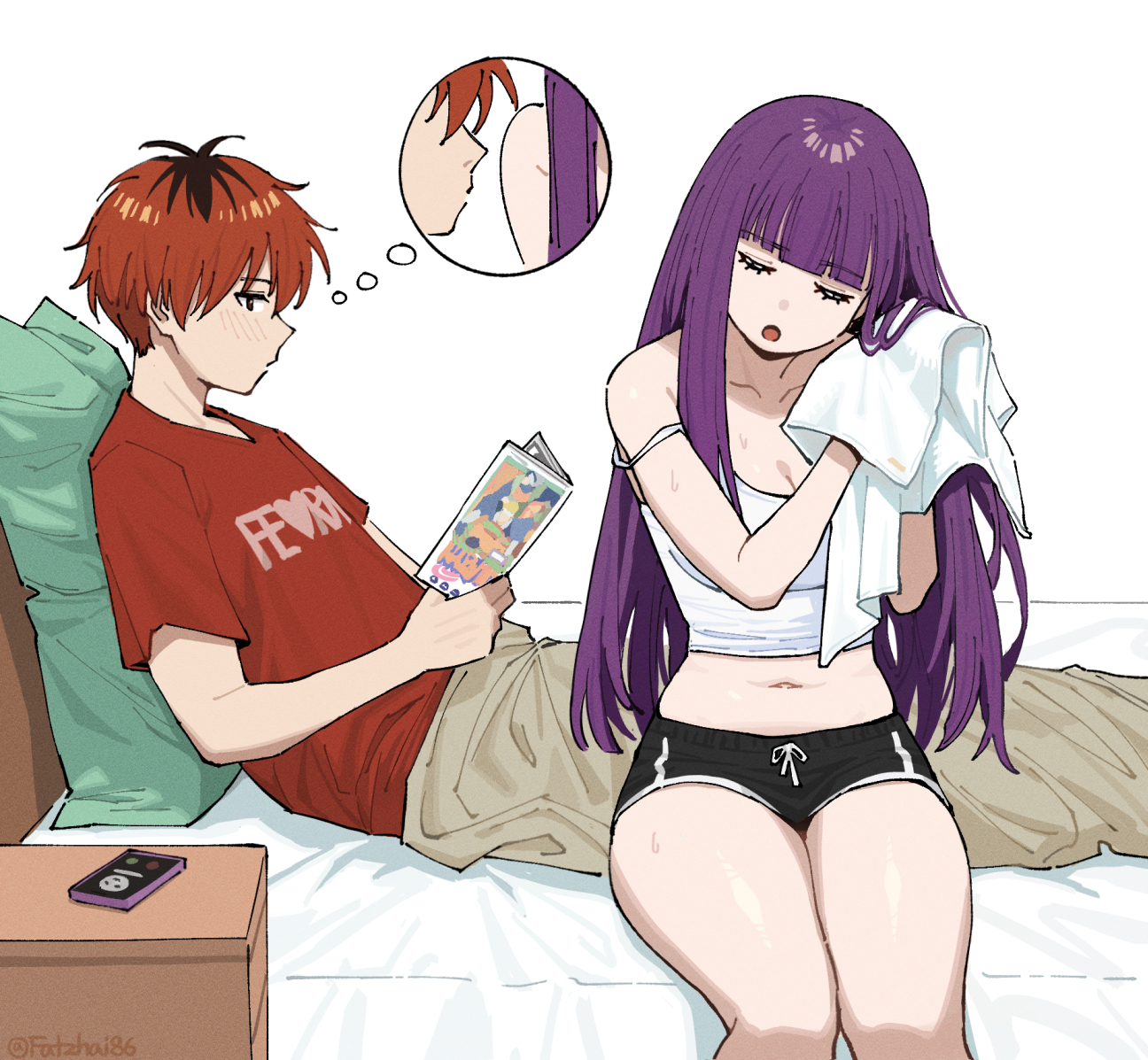 当你女朋友洗完澡后...插画图片壁纸