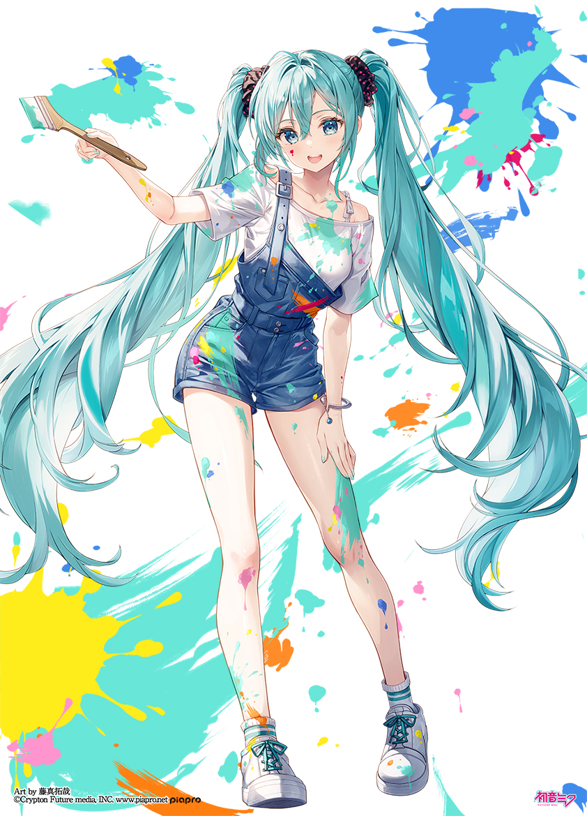 オーバーオールペイントミクさん插画图片壁纸