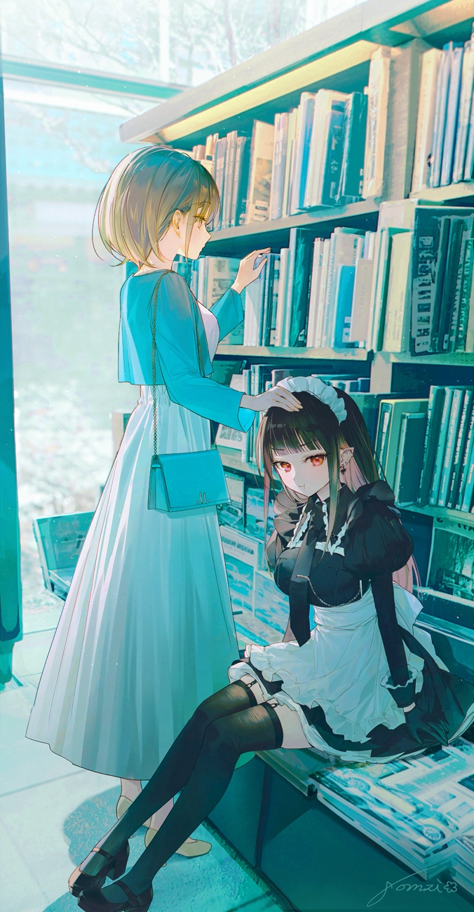 本屋デート插画图片壁纸