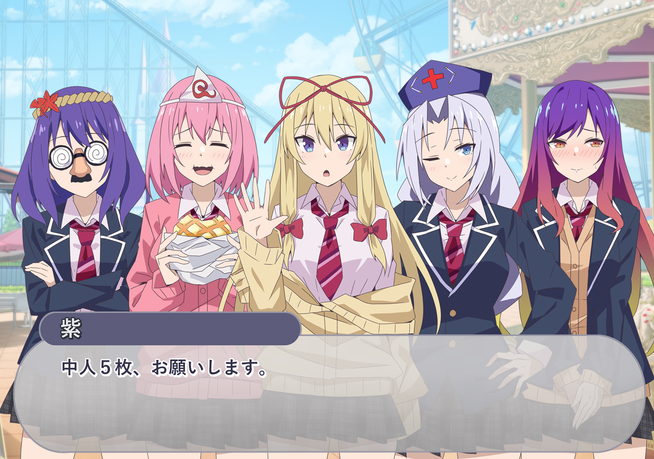 とあるテーマパークに遊びに来た生徒(?)5人插画图片壁纸