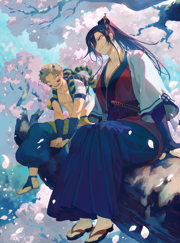 神楽と雷人插画图片壁纸