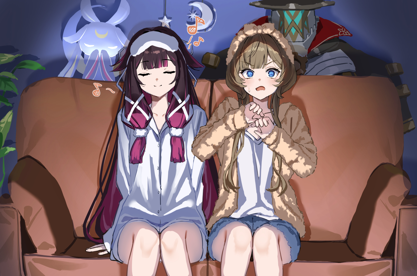 映画を見る２人插画图片壁纸