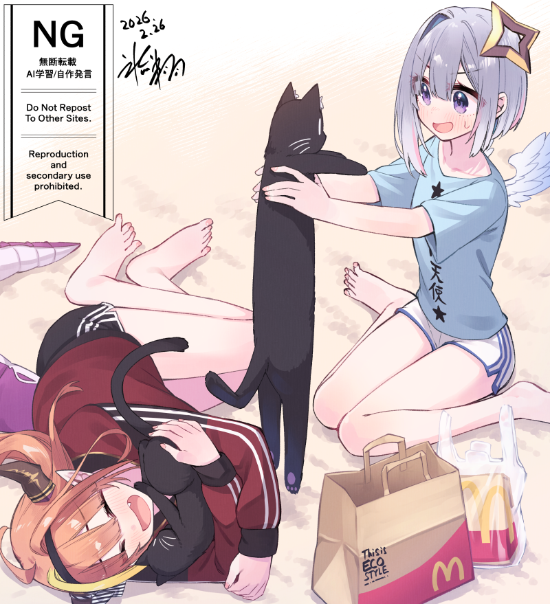 黒にゃんこの居る生活插画图片壁纸