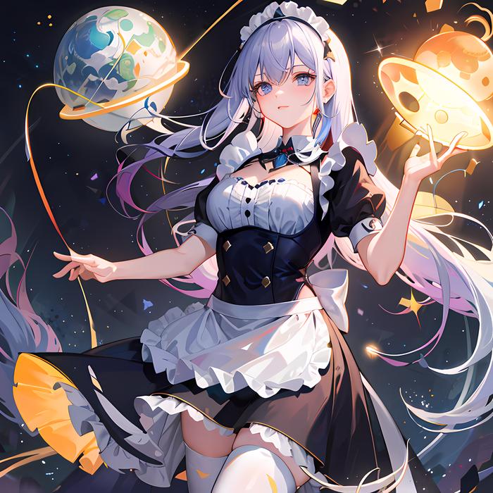 星空女仆服插画图片壁纸