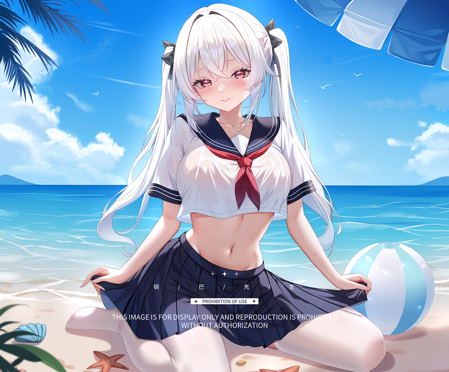 海边制服插画图片壁纸