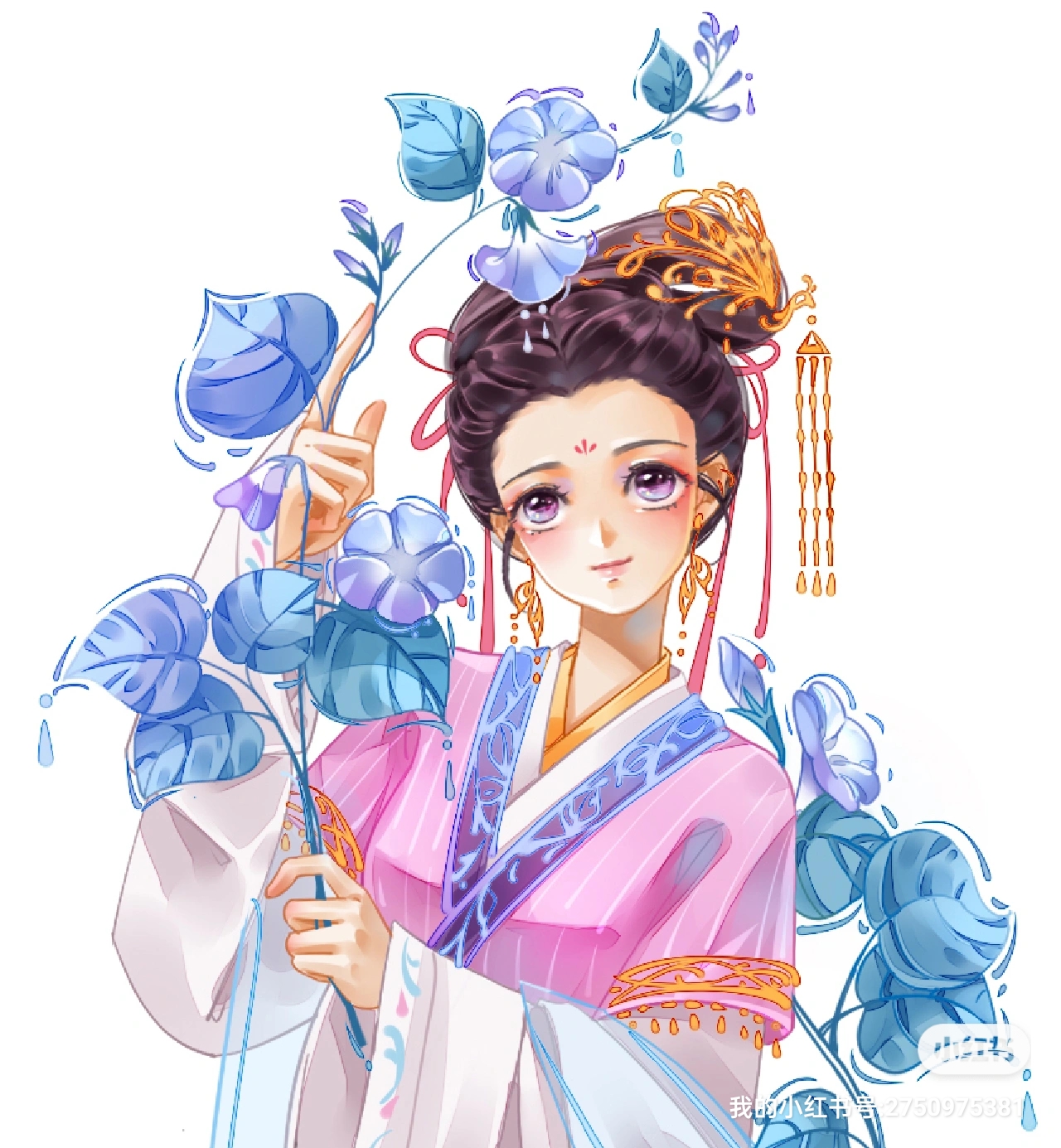 汉服少女插画图片壁纸