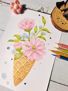 彩铅花卉插画图片壁纸