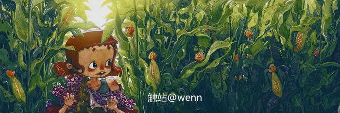 春迹—-玉米地里的躲猫猫插画图片壁纸