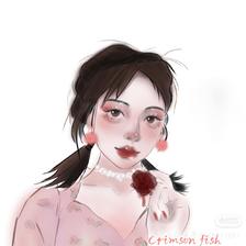 蔷薇女孩插画图片壁纸