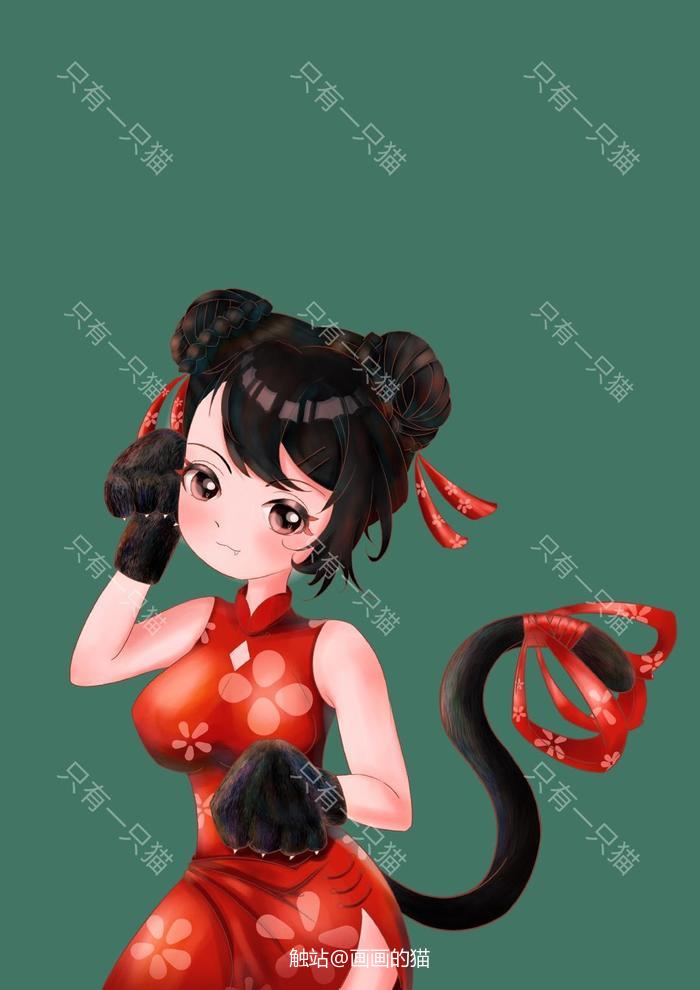 小猫女插画图片壁纸