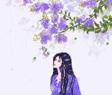 紫薇花小仙女-山水风景原创插画