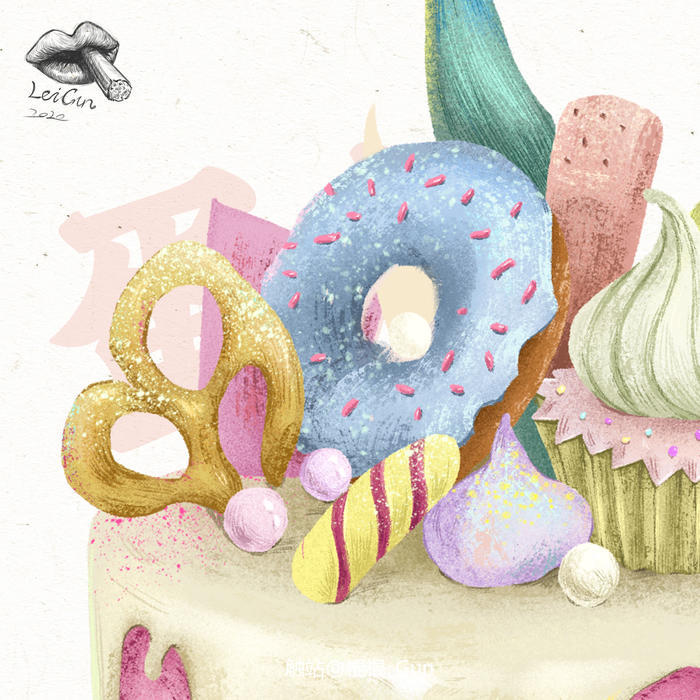 食物插画 螃蟹 蛋糕 马卡龙 可爱 小清新插画图片壁纸