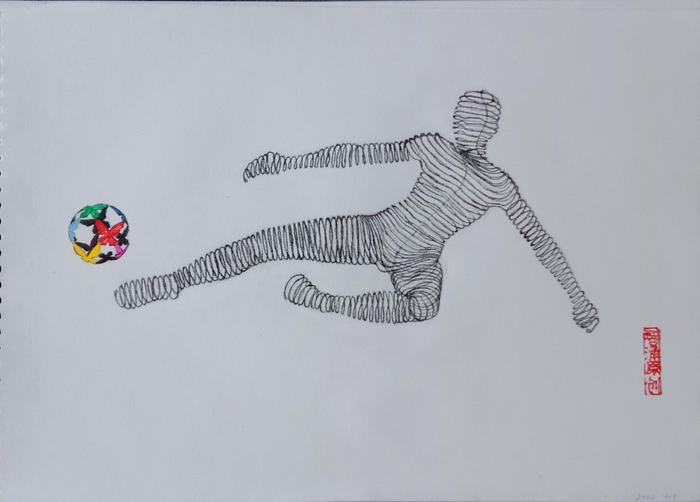世界杯创新工艺品弹簧人——凌空抽射1插画图片壁纸