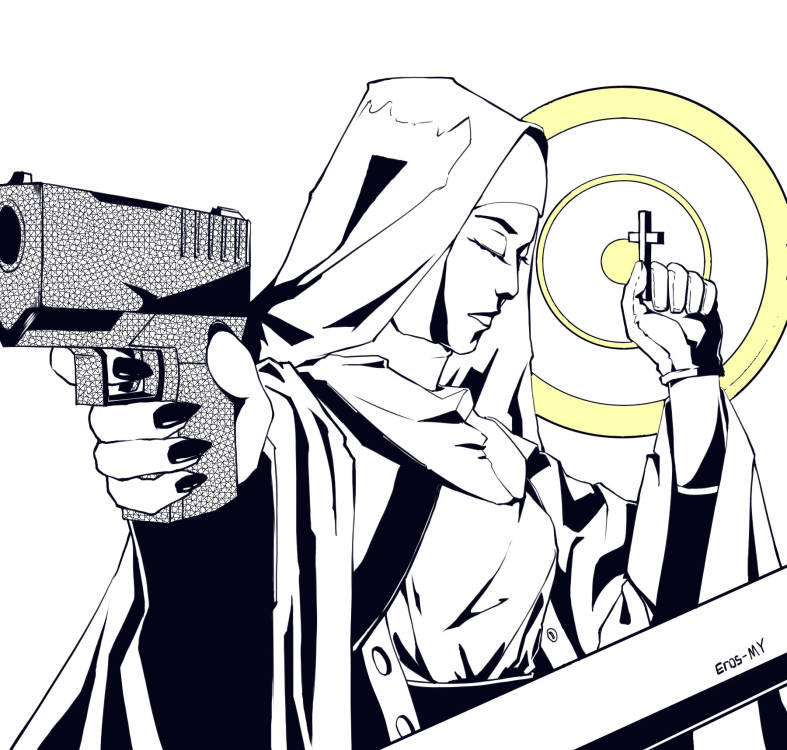 武装修女插画图片壁纸