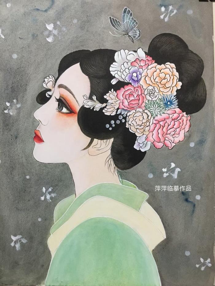 大眼蝴蝶少女插画图片壁纸