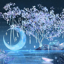 星月城月光湖插画图片壁纸