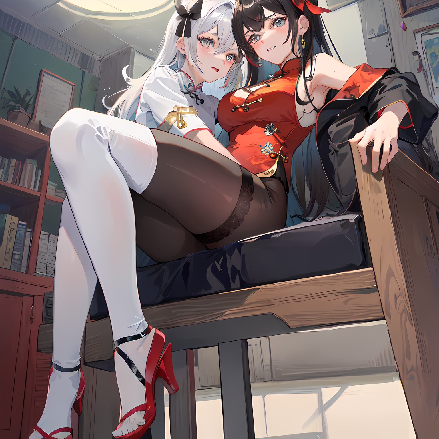 两个女孩在家里涩涩。