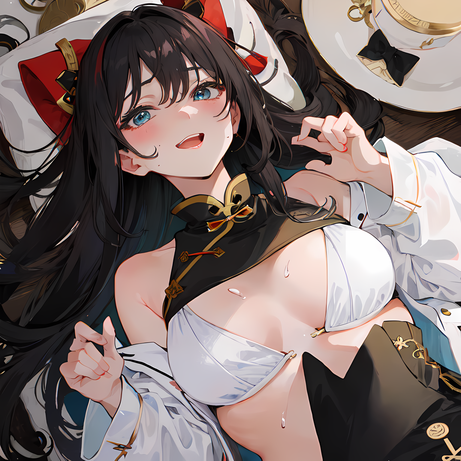 露肩少女与她断裂的胸罩插画图片壁纸