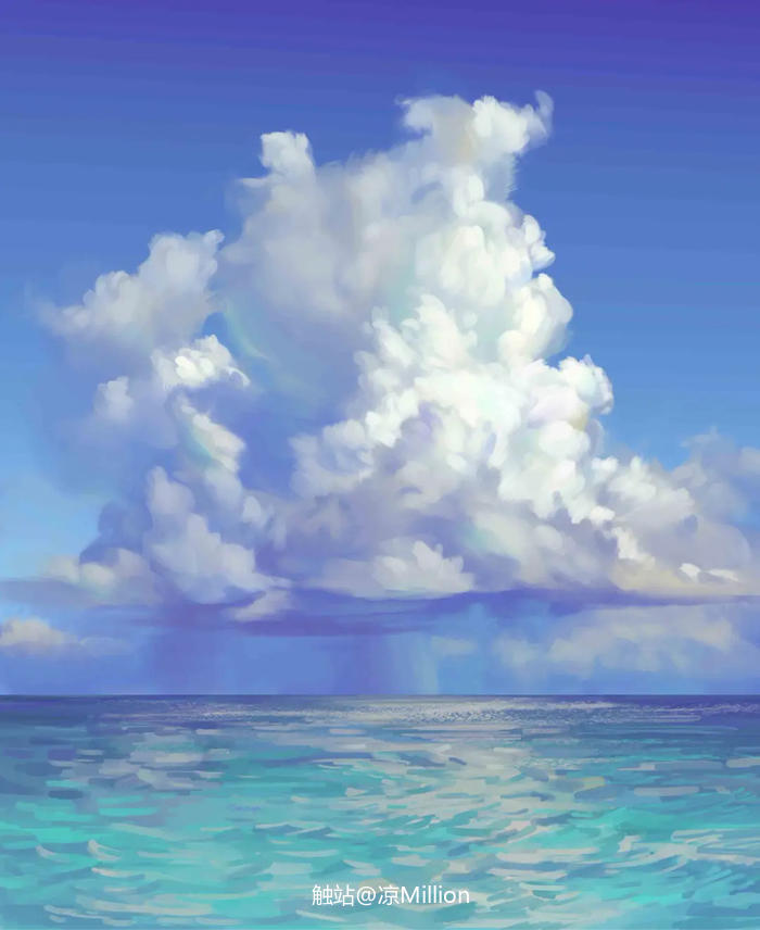 海上的云插画图片壁纸
