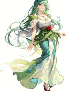 红玫瑰少女珠宝Dress插画图片壁纸