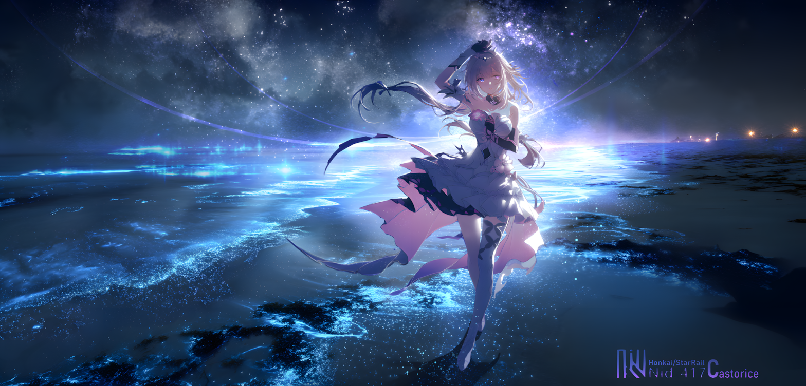 遐蝶-bioluminescent_beach插画图片壁纸