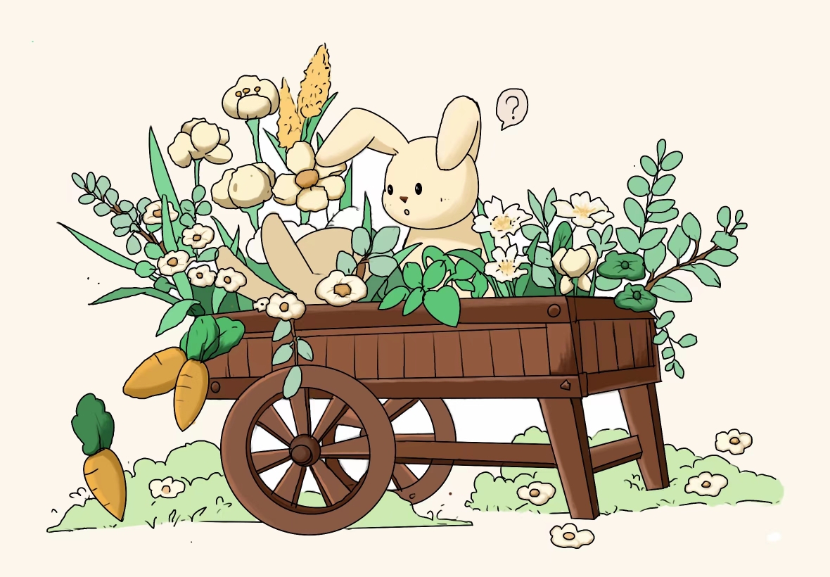 兔子车插画图片壁纸