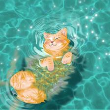 游泳猫咪（修改）插画图片壁纸
