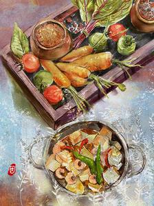 静物系列 蔬果与干锅菜插画图片壁纸