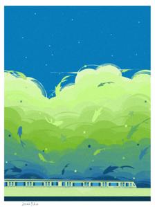 原创插画《海洋云层》插画图片壁纸