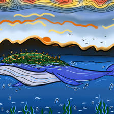 鲸鱼岛插画图片壁纸