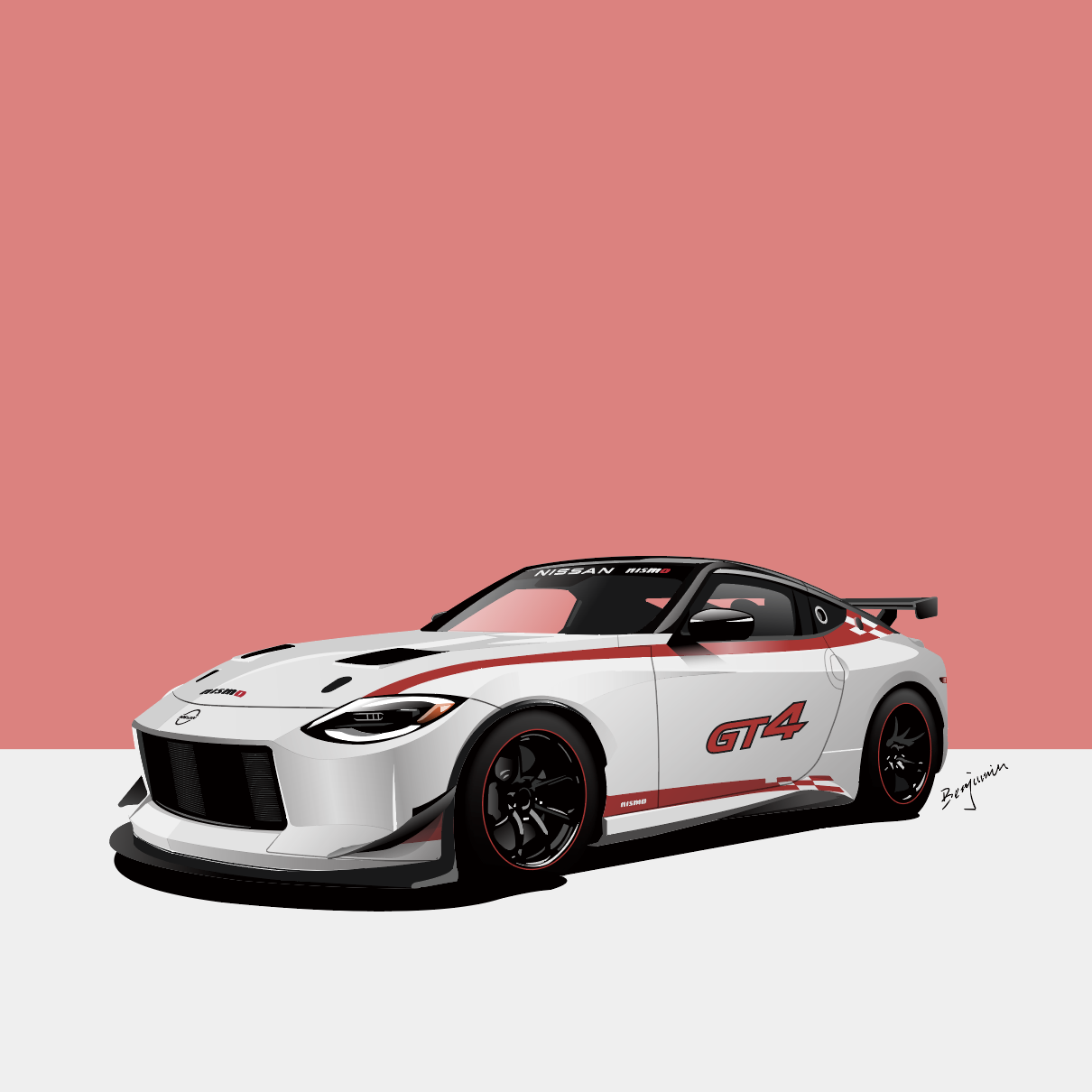 日产 NISSAN Z GT4 跑车插画图片壁纸