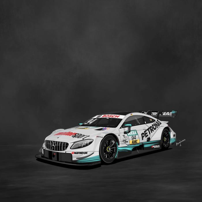 奔驰 BENZ AMG DTM GT赛车插画图片壁纸