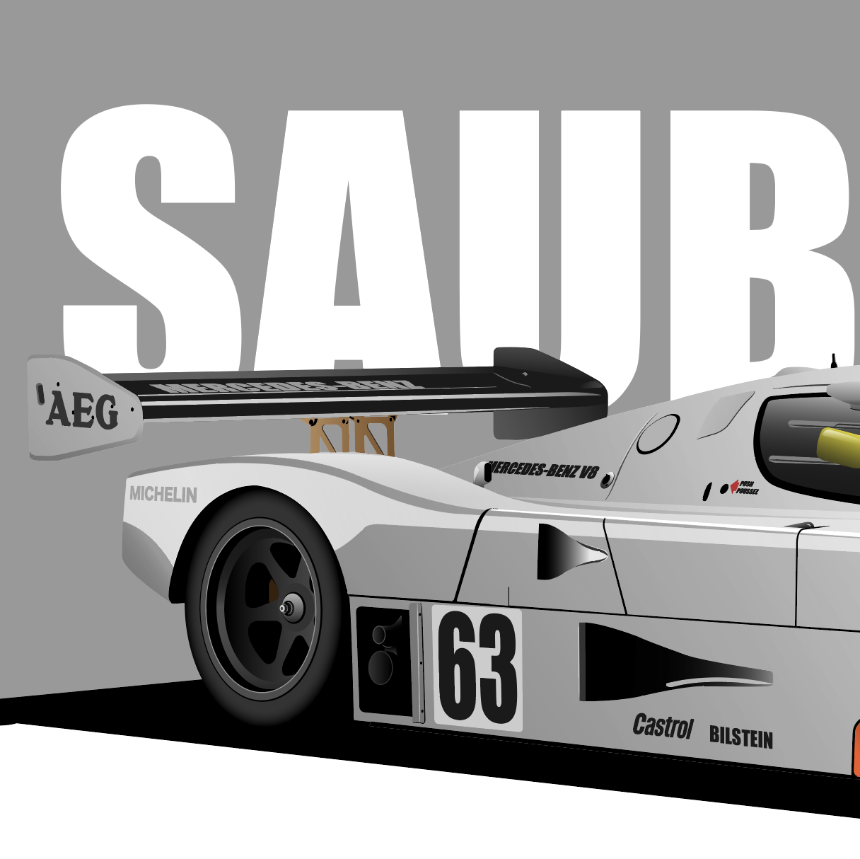 梅赛德斯 索伯sauber c9 赛车插画图片壁纸