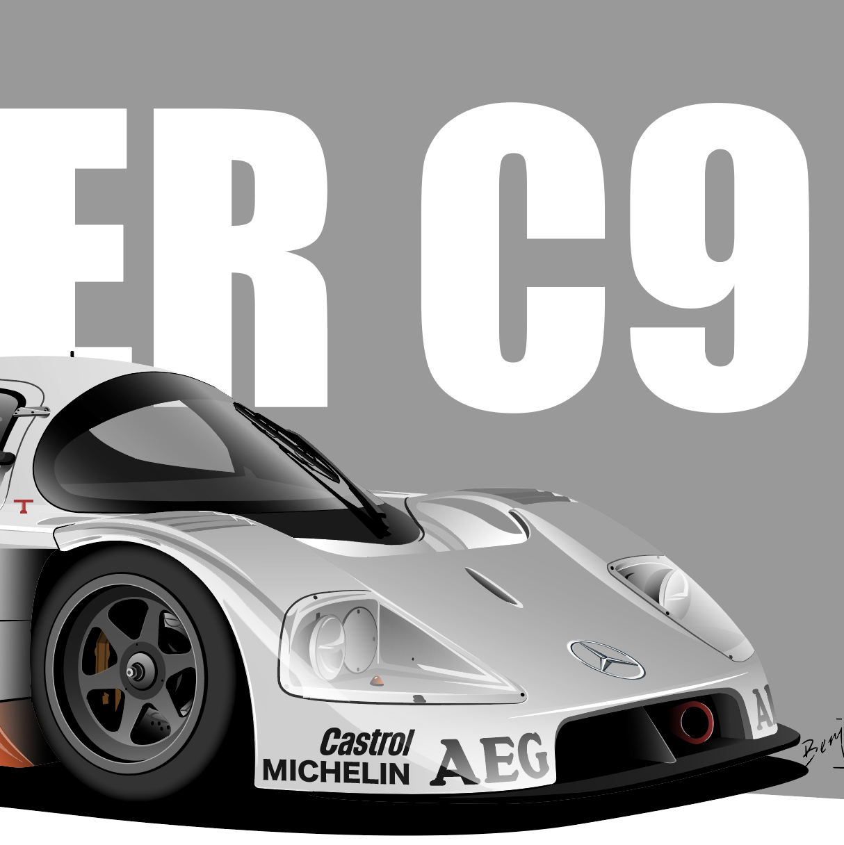 梅赛德斯 索伯sauber c9 赛车插画图片壁纸