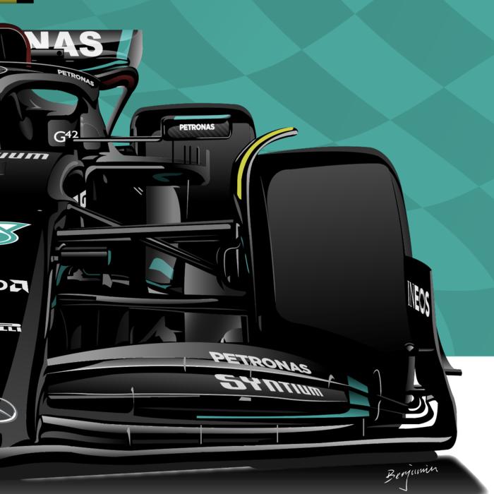 2023赛季 奔驰 W14 F1 赛车插画图片壁纸