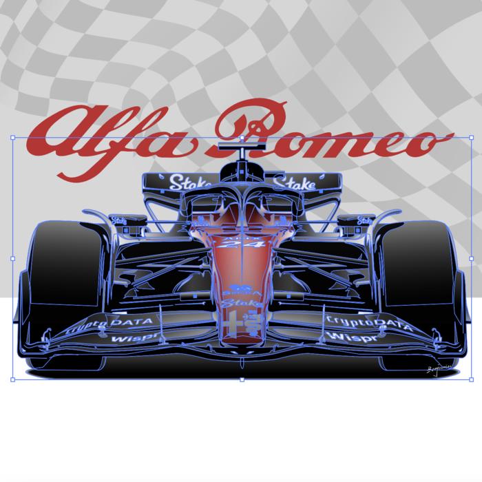阿尔法罗密欧2023 F1 C43赛车插画图片壁纸