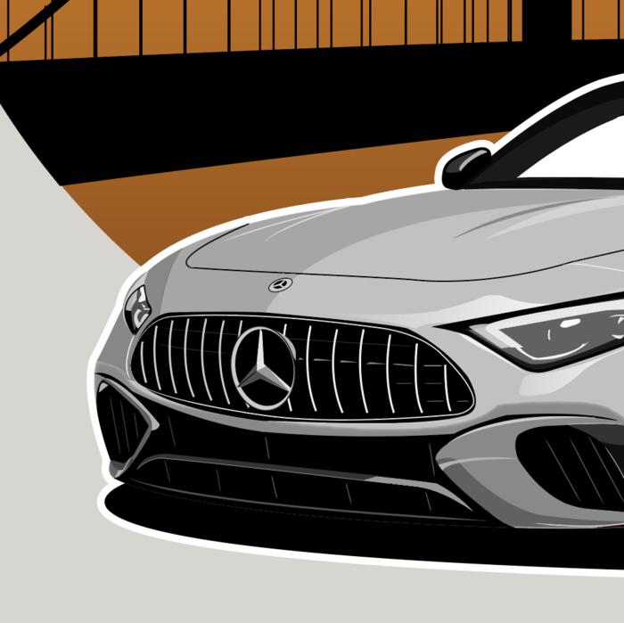 奔驰 AMG SL63敞篷跑车插画图片壁纸