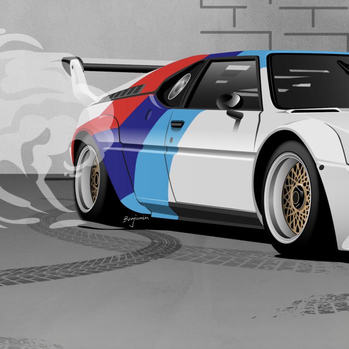 宝马 BMW M1 跑车插画图片壁纸
