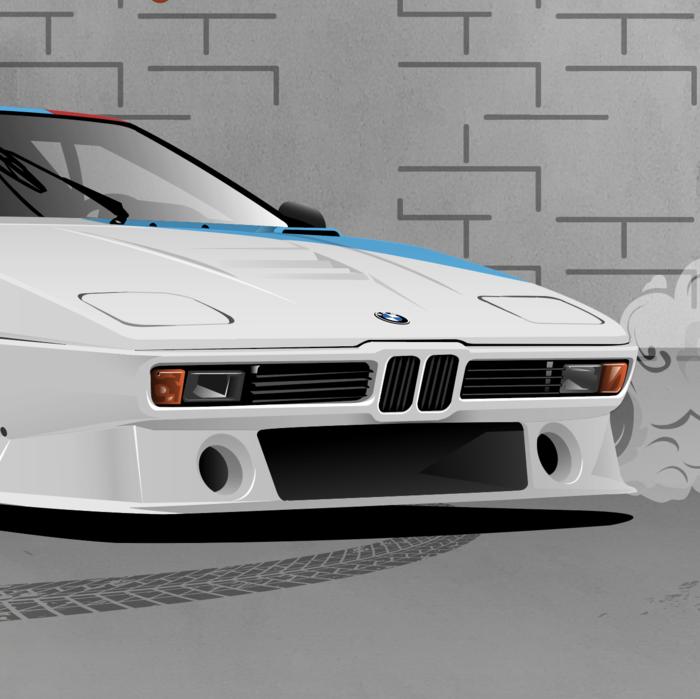 宝马 BMW M1 跑车插画图片壁纸