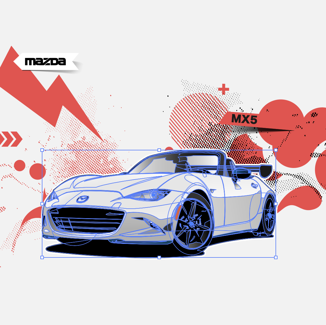 马自达MAZDA MX5敞篷跑车插画图片壁纸