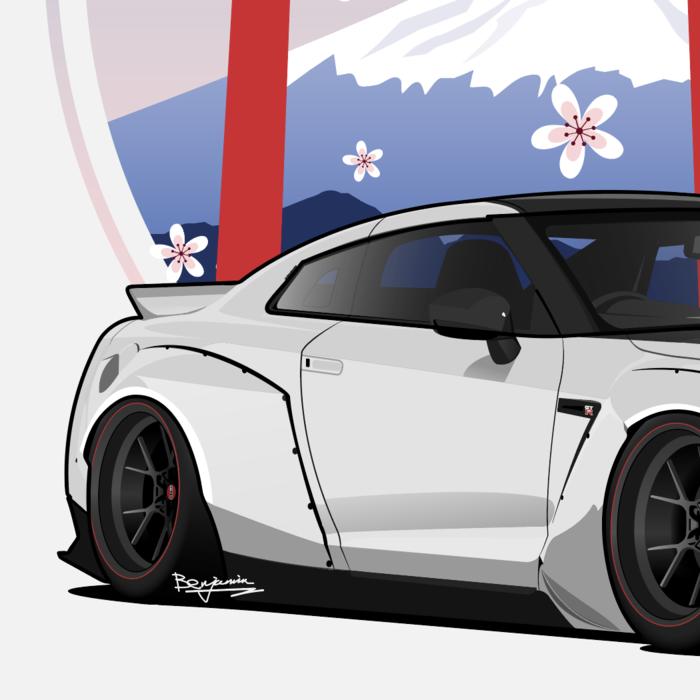 东瀛战神 日常 Nissan GTR跑车插画图片壁纸