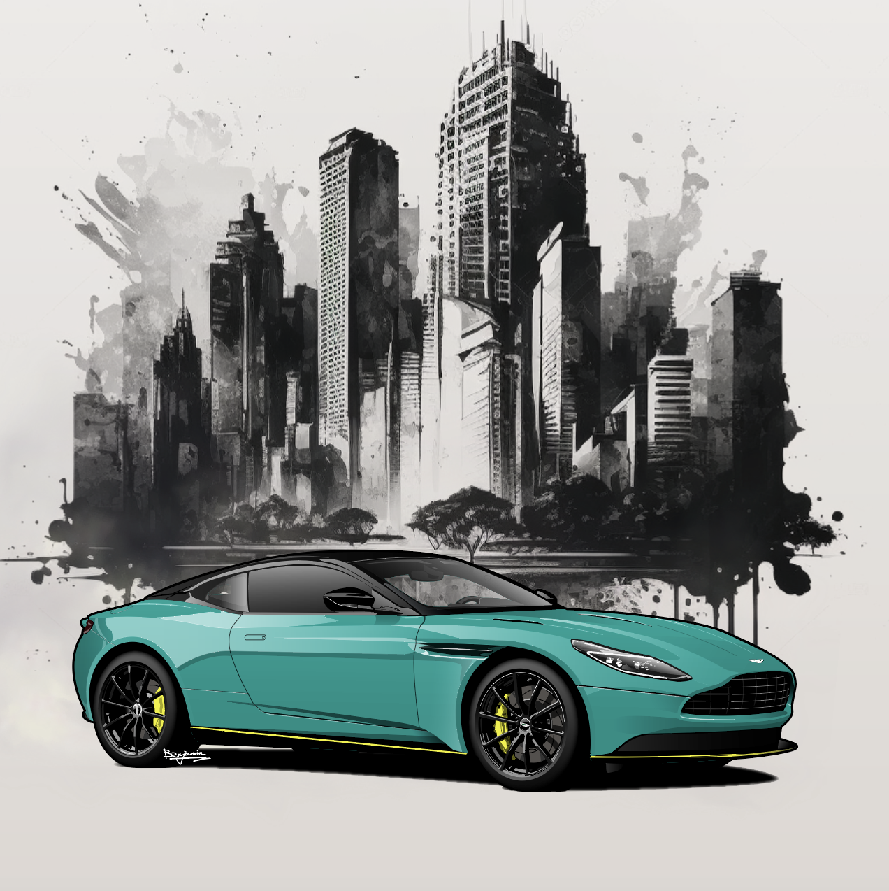 Aston Martin阿斯顿马丁 DB11 AMR插画图片壁纸