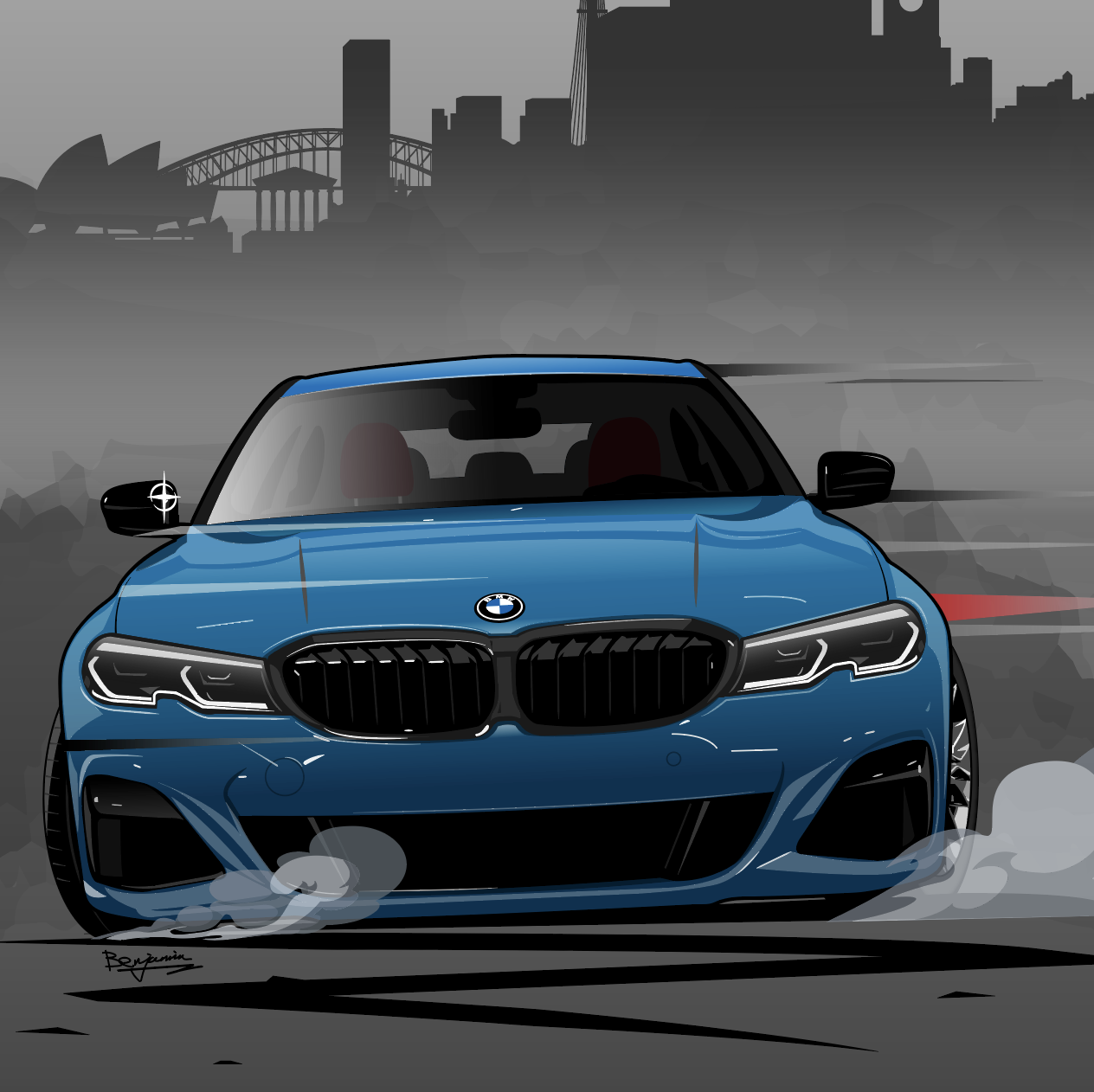 BMW 宝马 325插画图片壁纸