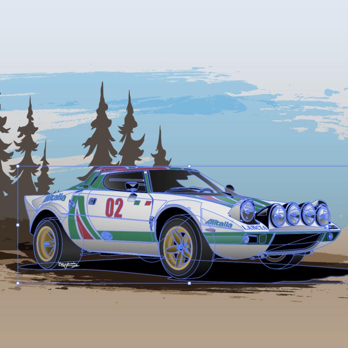 LANCIA STRATOS HF 赛车插画图片壁纸