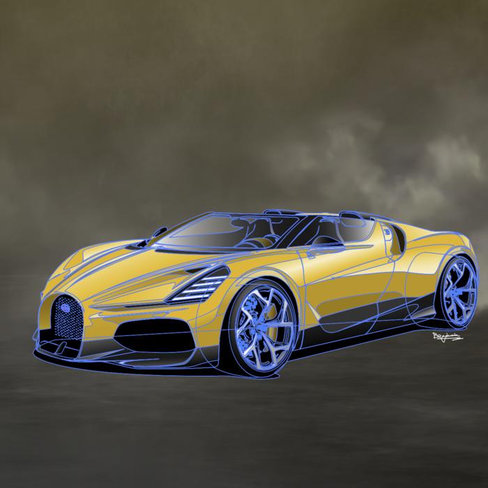 地表最速 布加迪Bugatti Mistral 超级跑车插画图片壁纸