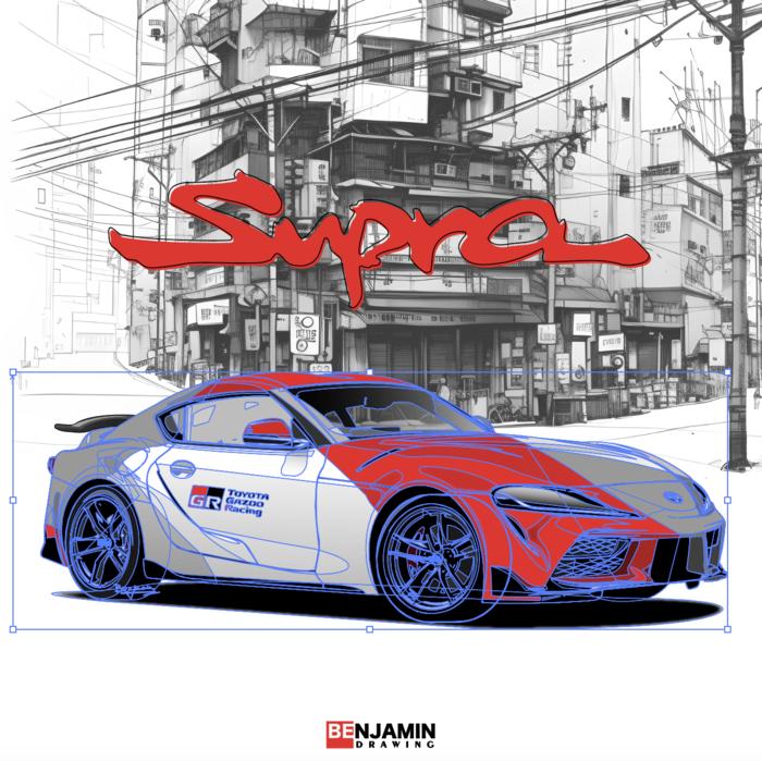 丰田 Toyota GR Supra插画图片壁纸