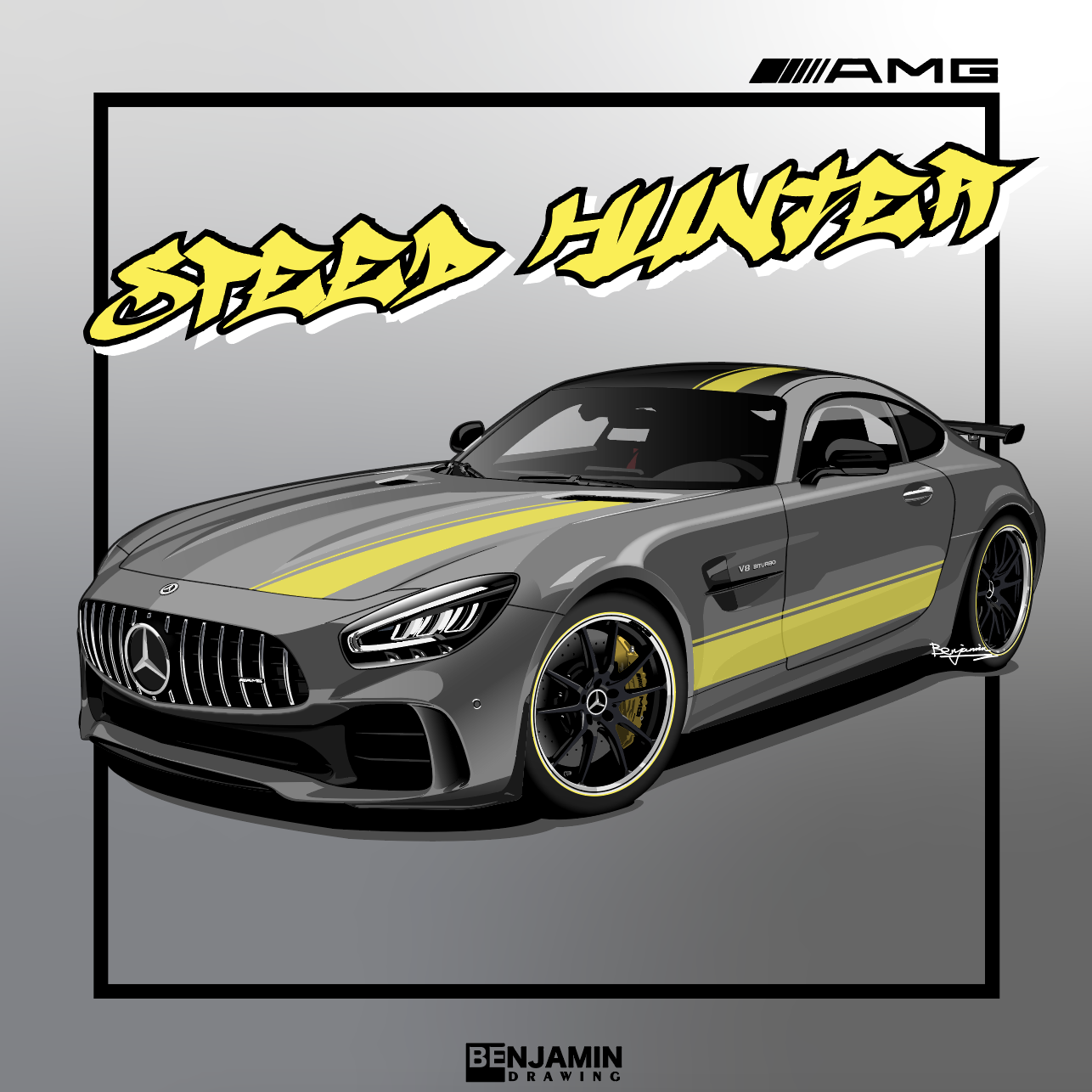 奔驰 BENZ AMG GT插画图片壁纸